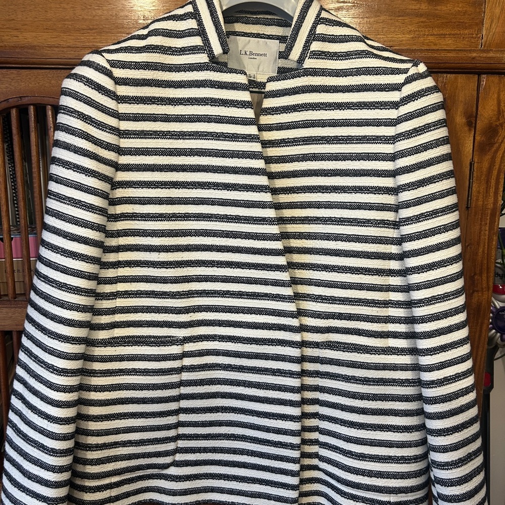 LK Bennett Navy and White Striped Blazer